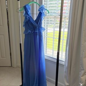 ASOS Elegant Blue Ruffled Maternity Gown